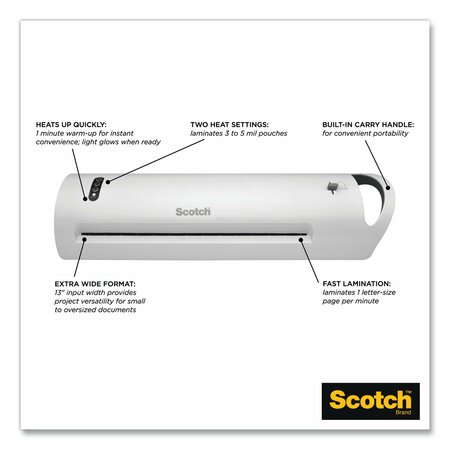 Scotch Advanced Thermal Laminator, 13 in. Max Document Width, 5 mil Max Document Thickness 7100269918